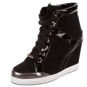 Jimmy Choo Black Suede Wedge High Tops Sneakers